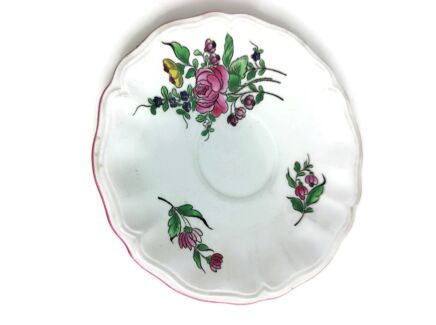 Antique Small Porcelain Plate French Faience Luneville Flower Strasbourg marked
