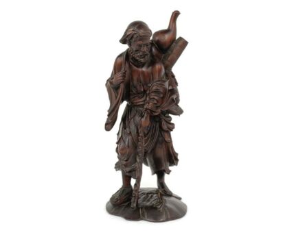Chinese Rosewood hand carved wooden Figurine Sculpture Traveler 