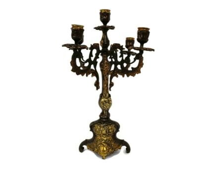 Gorgeous Brass Ornate Embossed Candle Holder Stick Candelabra 5 arm  