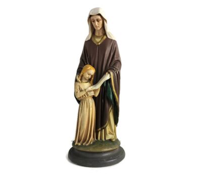 Antique Statue Saint Anna Virgin Mary as a child Reading the Old Testament Collector