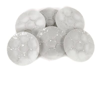 Set of 6 Oyster Plates Porcelaine  White Germany Waldsassen Bareuther Bavaria 