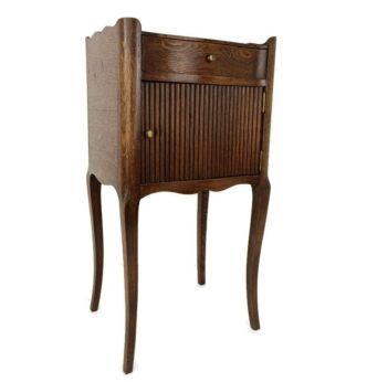 Art Deco Art Nouveau Brown  Side Cabinet Table Night stand Antique Exquisite front panel Wood