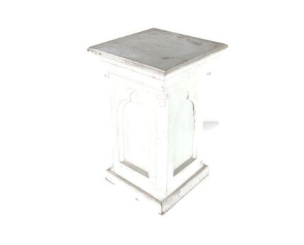 Gothic Antique Wooden Base Pedestal for Statue Vase Buddha Bonsai Plant Stand White