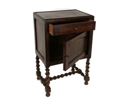 Barley Twist Nightstand  Side Cabinet Table Night stand Vintage Hand Carved Wood Rare