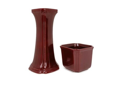 vintage Planter plus Pedestal ceramic Pottery West Germany 1960 Scheurig Red Beautiful