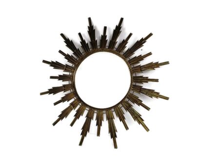 Retro Modernist Starburst Sunburst Brass Wall Mirror Mid Century Modern HTF