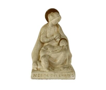 statue Figurine Notre Dame des Champs Signed Guido Casci plaster Madonna Infant Child