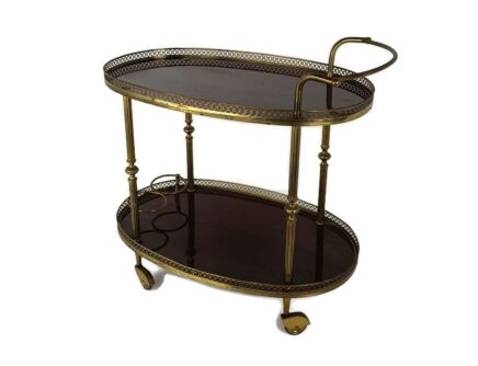 Bar Cocktail Tea Entertainment Cart Trolley Kitchen Island  Veneer  Retro Funky Barware Oval Small 