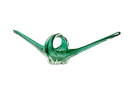 Italian large Green Bowl Dish Centerpiece Murano Seguso Art Glass Stunning  