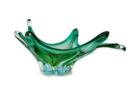 Italian Green Bowl Dish Centerpiece Murano Seguso Art Glass Lovely
