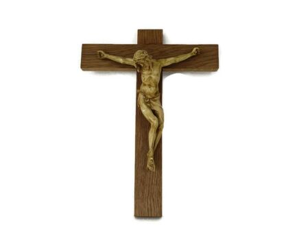 XL Wooden Hanging Church Crucifix Plaster Dramatic  Corpus Piece of art  