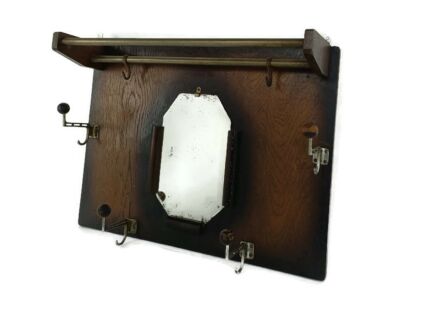 Vintage Wall Coat Rack Shelf Mid Century Modern Railroad Industrial Wood Pop art Tall Funky Loft Industrial style 