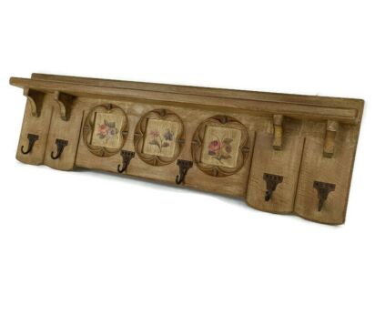 XL Coat rack hat Rack Kitchen Rack, hand Carved Wood, Ornate,  Hand Painted,  Hallway, Eyecatcher