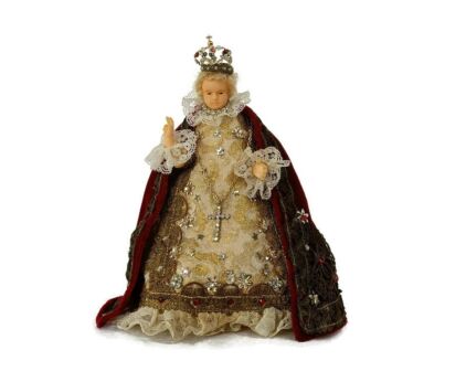 Figurine Statue Wax Little Infant of Prague Santo Nino Doll Collector HTF  Antique hand made by Nuns