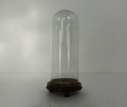 antique Round Hand Blown Glass Dome Globe Steampunk Display 11.02" D 4.33"