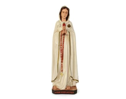 XL Vintage Statue Maria Rosa Mystica Montichiari 1979 Italian Plaster 27.55 HTF