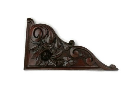 French Corbel Hand Carved Wood  Pediment Ornate Finial Architectural Bracket Finial Roses Stunning Antique 