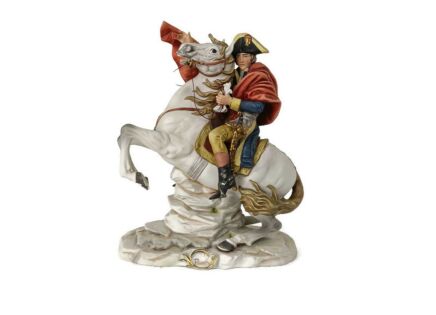 Vintage Capodimonte Italy Porcelain Figurine Statue Napoleon Crossing the Alps Horseback SIgned Pucci 