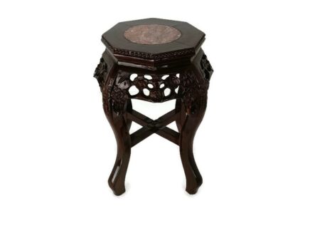 Carved Wood Rosewood Chinese Marble Top Hall Console Bonsai Table Pedestal Tabouret Beautiful