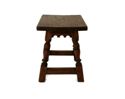 Hand Carved wood  Milking Stool Pedestal Table Pedestal Barn Country Style Small