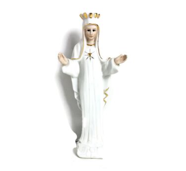 Statue Notre Dame Our Lady de Beauraing Porcelain Heart of Gold Collector  