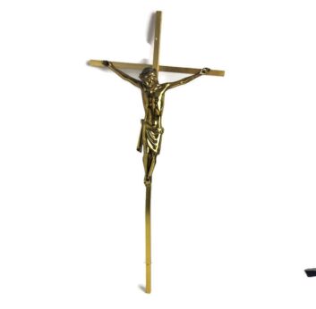 Vintage Tall thin  Brass Hanging Crucifix Cross Christianity, Brass Corpus, Jesus Christ