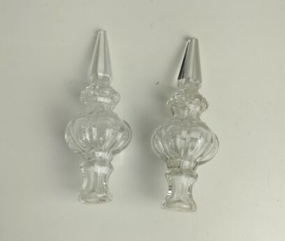 pair Hollow glass spike finial chandelier part chandelier accent replacement art glass antique