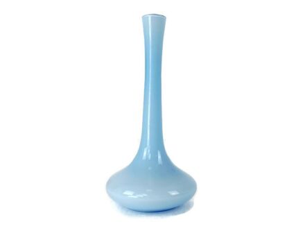 Opaline Art glass Vintage azzuro Blue Small hand blown vase vintage lovely
