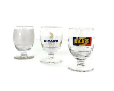 3 different French Ricard Glasses Pastis Apero France Collector HTF  