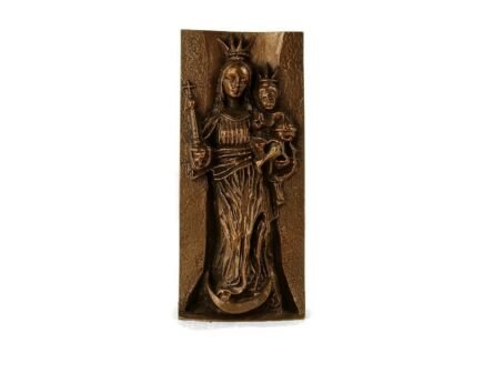 vintage wall plaque red copper Madonna and Infant Rare heavy dedicated 