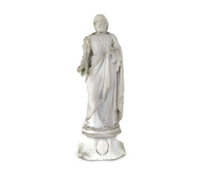 Antique Porcelain Bisque Statue Saint Joseph Angel Lilies Protector of homes  