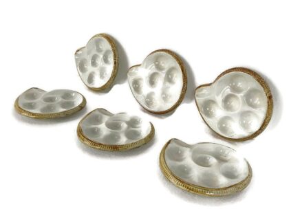 Set of 6 French Escargots Snail Plates Dishes Ceramic  St Clément Shell form 