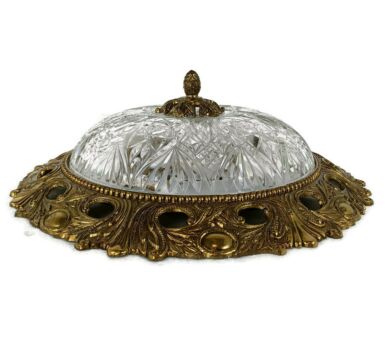 Flush Mount Shade Plafonière Ceiling Fixture  light Large Vintage French Pine Apple Hollywood Regency 