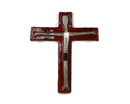 Mid Century Modern Ceramic Crucifix era Rogier Vandeweghe Amphora Belgium Style 