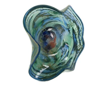 Art Glass hand blown Dish Centerpiece Murano Style Gorgeous Very Rare 