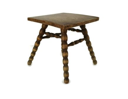 Funky Vintage Hobnail Carved Wooden Pedestal Plant stand Side table Barn Country