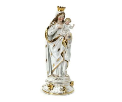 Antique Porcelain Statue Virgin Mary Our Lady Madonna Infant Child Exquisite Vieux Paris
