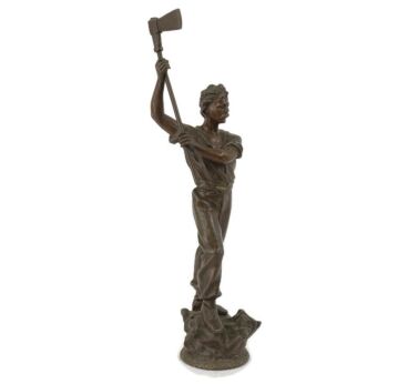 Sculpture Statue Spelter  Lumberjack French Art deco Figurine  