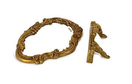 Ornate Wall Mounted Console Mirror Hollywood Regency Gold Gilded Plaster on Wood Vintage