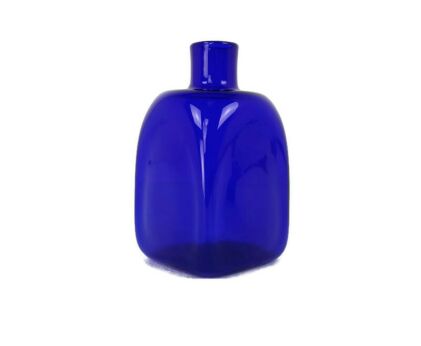 Vintage Retro Art  Glass   Bottle Vase Cobalt Blue  Modernist hand Blown Funky
