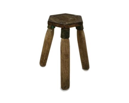 Milking stool Antique, wood, Iron, extremely rare, stool, pedestal, plant stand, primitive, barn 