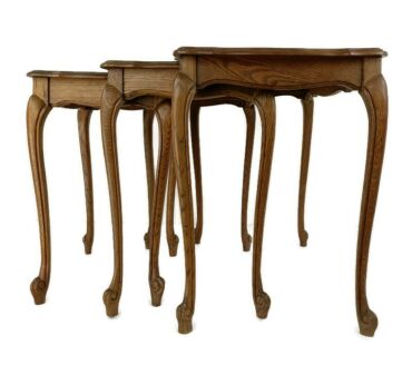 Set of 3 Wood Stacking Nesting Tables Louis XV style Vintage Mid Century  Modernist 