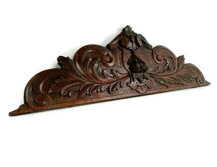 Carved Wood Pediment Over door Architectural Antique reclaimed Exquisite Large 