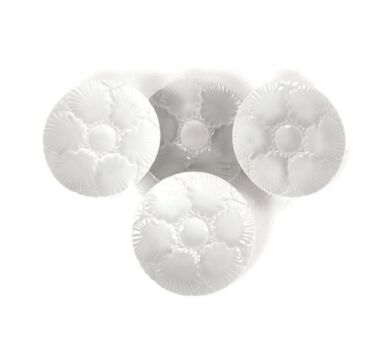 Set of 4 Oyster Plates Porcelaine White Germany Waldsassen Bareuther Bavaria Vintage