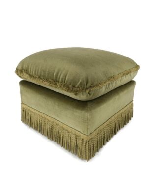 Vintage Green Velvet Footstool Stool Pouf Cushion Ottoman Seat with wheels 