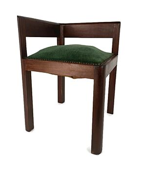 wooden  Corner Chair Barn style and Louis XV style Beautiful Hobnails Green Velvet 