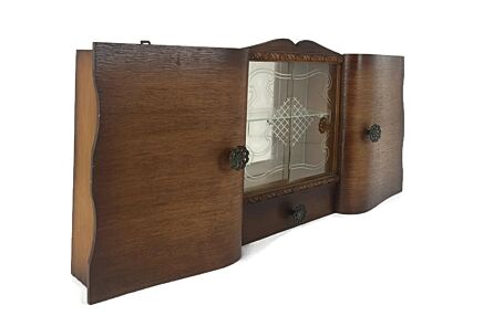 large Double Apothecary Bathroom Medicine Kitchen Cabinet Wood Art deco Sliding doors