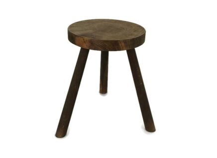 Antique Hand Carved wood Milking Stool Pedestal Table Pedestal Barn Style Farmhouse
