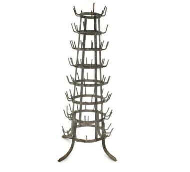 French Antique Champagne Wine Bottle Drying Rack 8 tier Rustic HTF