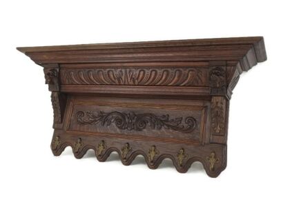 Antique Large Stunning Coat rack Hat rack Ornate carved wood Lion Heads Exquisite WOW